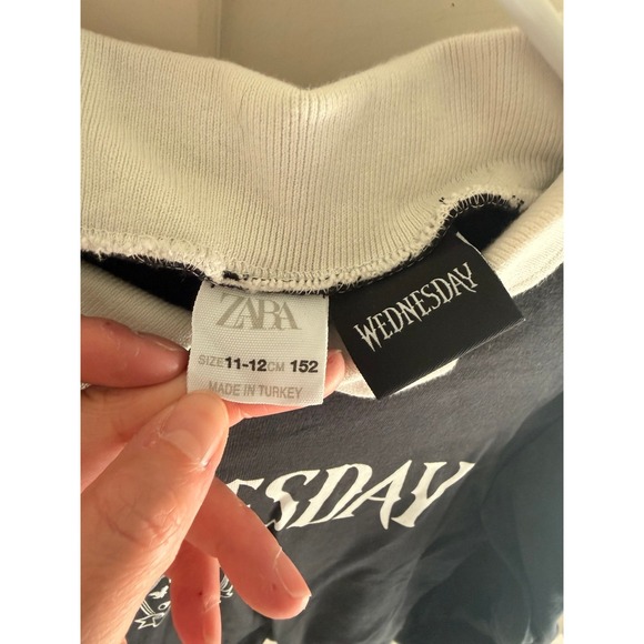 Zara Wednesday Adam's black and white collared ls shirt 11-12 - Picture 5 of 6